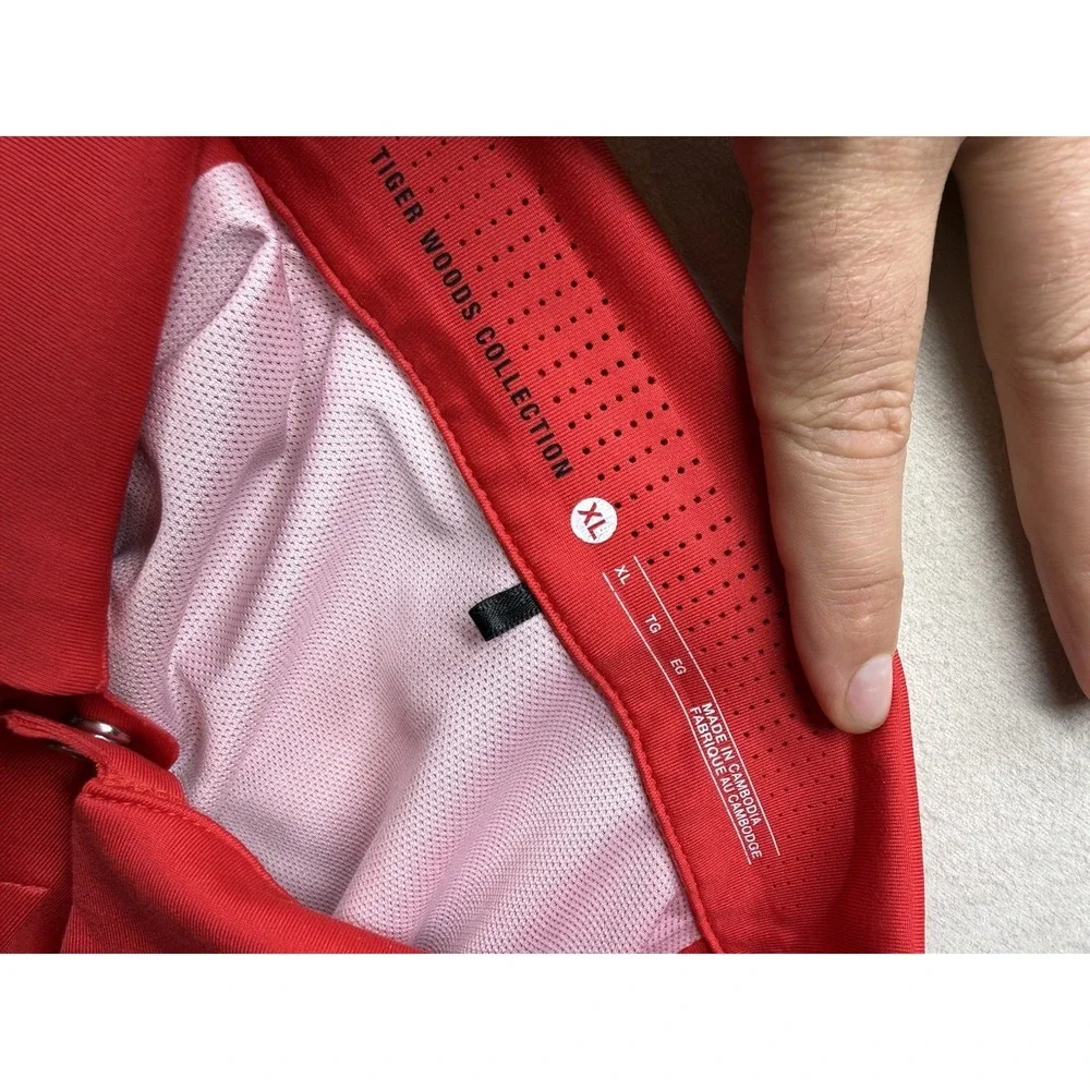 Nike Tiger Woods Collection TW Red Glow Polo Golf Shirt Men XL 639822-657 DriFit